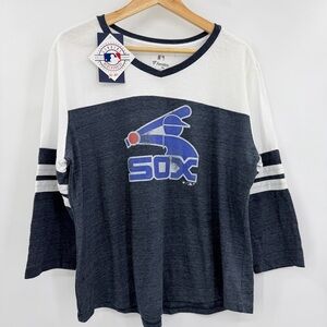 Fanatics Chicago White Sox Shirt Retro Batterman Raglan White Blue Soft Size 2X